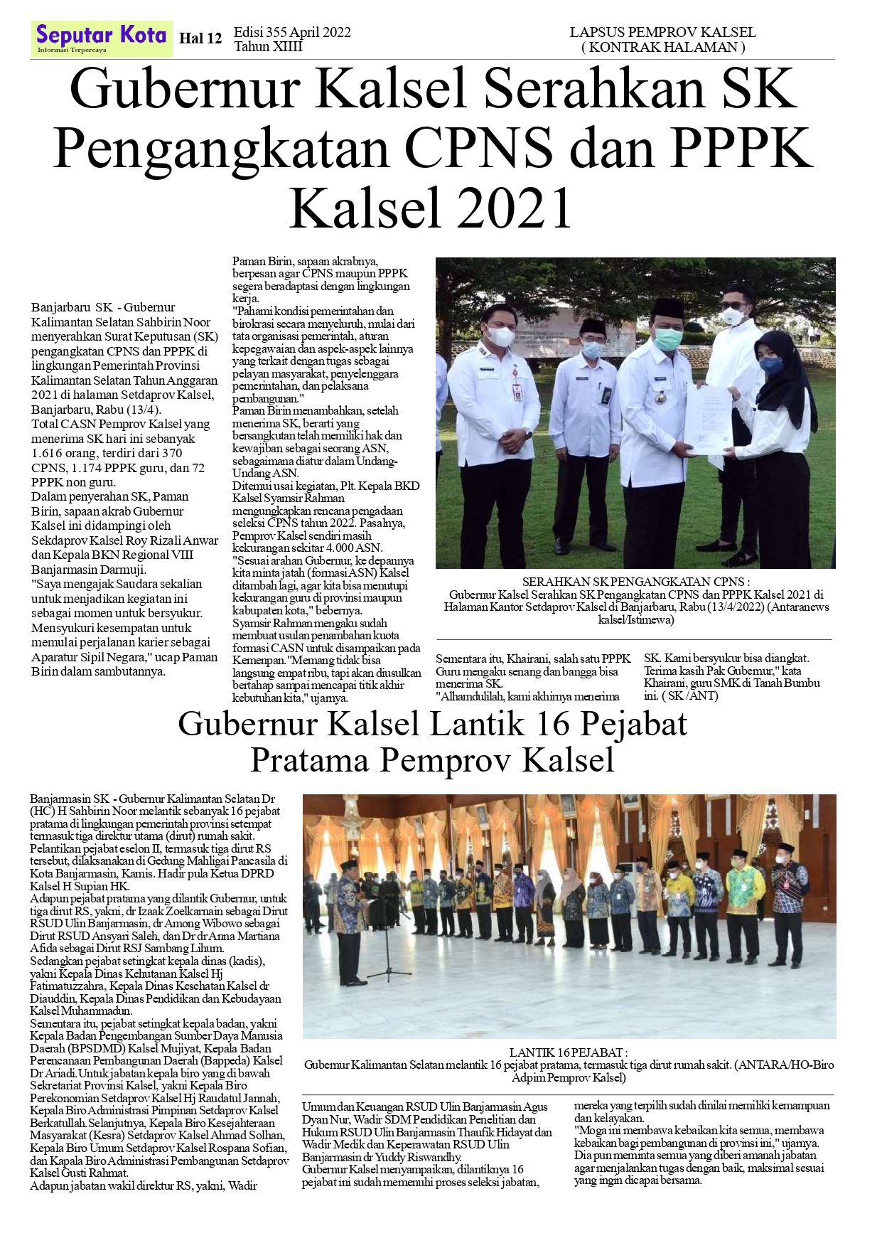 Seputar Kota  April 2022 Hal 12 Bln ke 2