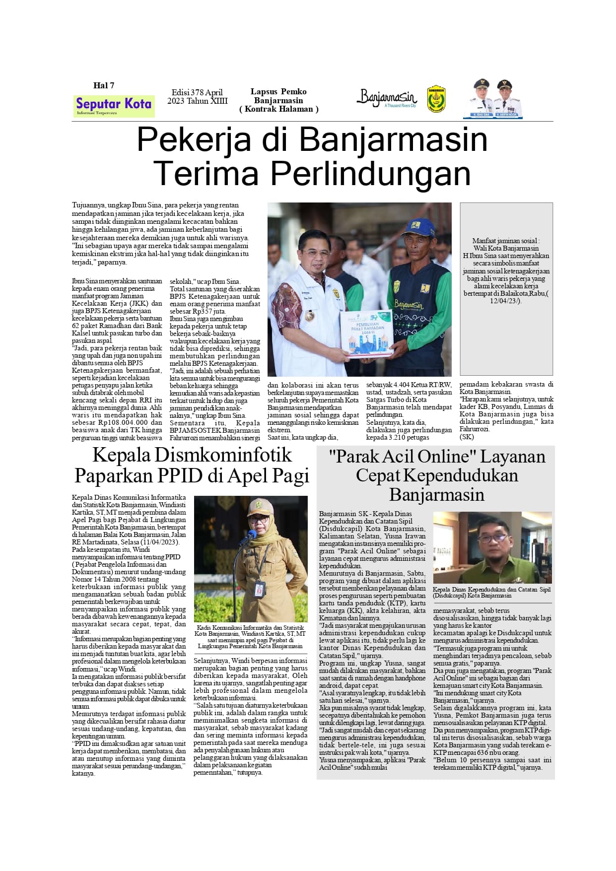Kontrak Halaman Pemko Banjarmasin Bulan April di SKM.Seputar Kota edisi 378 Tahun 2023