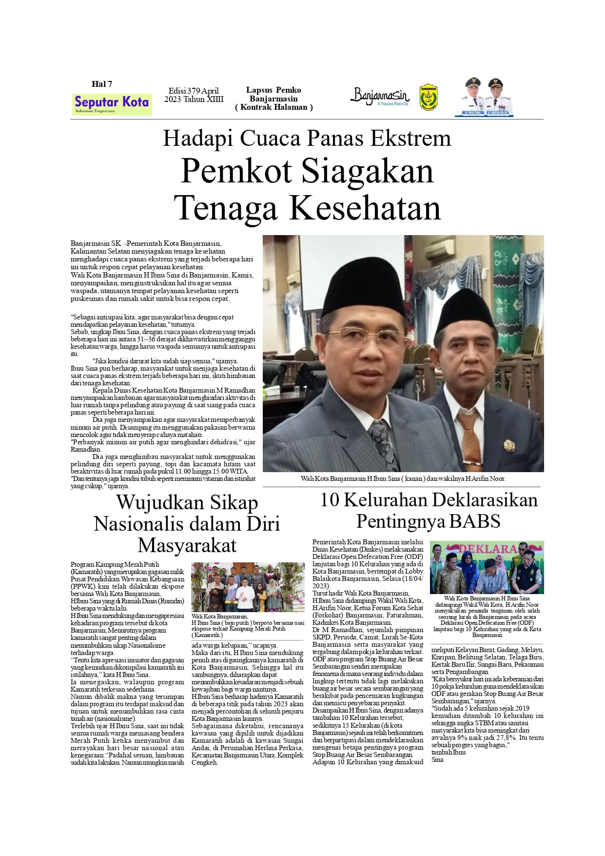 Kontrak Halaman Pemko Banjarmasin Bulan April ke  2 di SKM Seputar Kota edisi 379  Tahun 2023