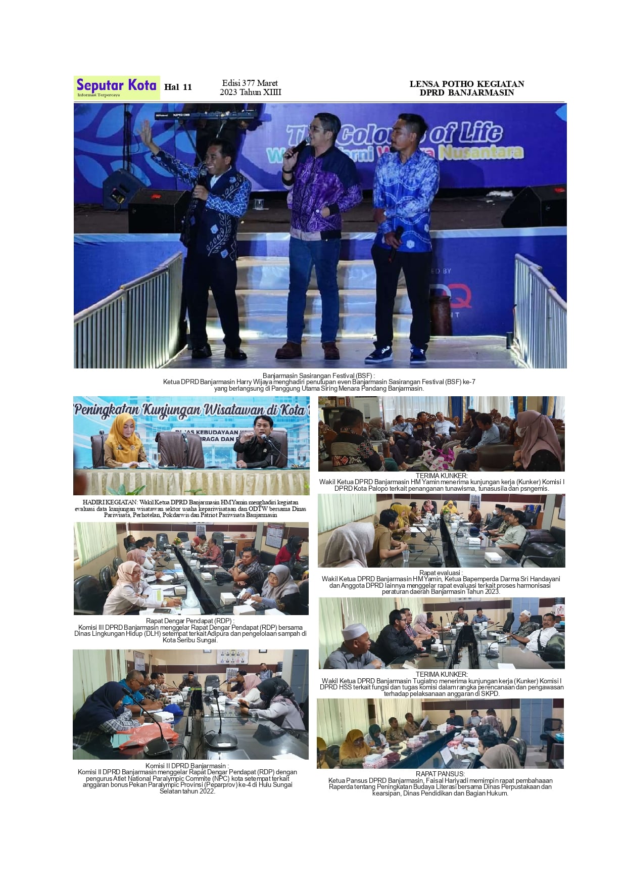 Lensa Poto Kegiatan DPRD Banjarmasin Bulan Maret  2023 di SKM.Seputar Kota