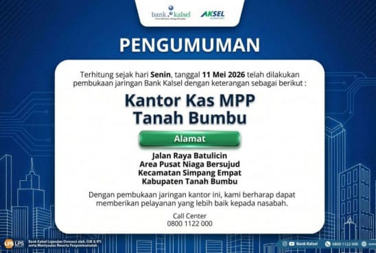 Kantor Kas Bank Kalsel Hadir di MPP Tanah Bumbu