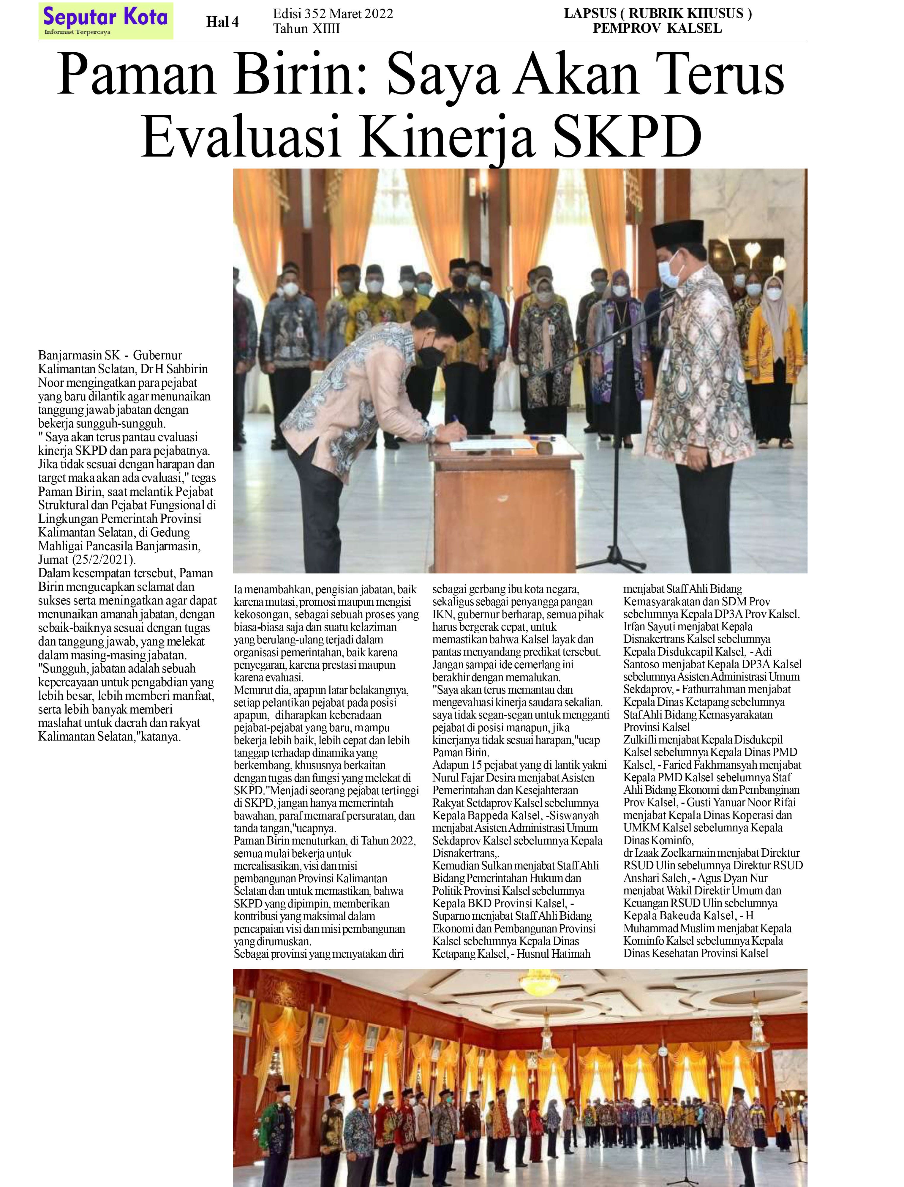 SEPUTAR KOTA HAL 4 MARET 2022