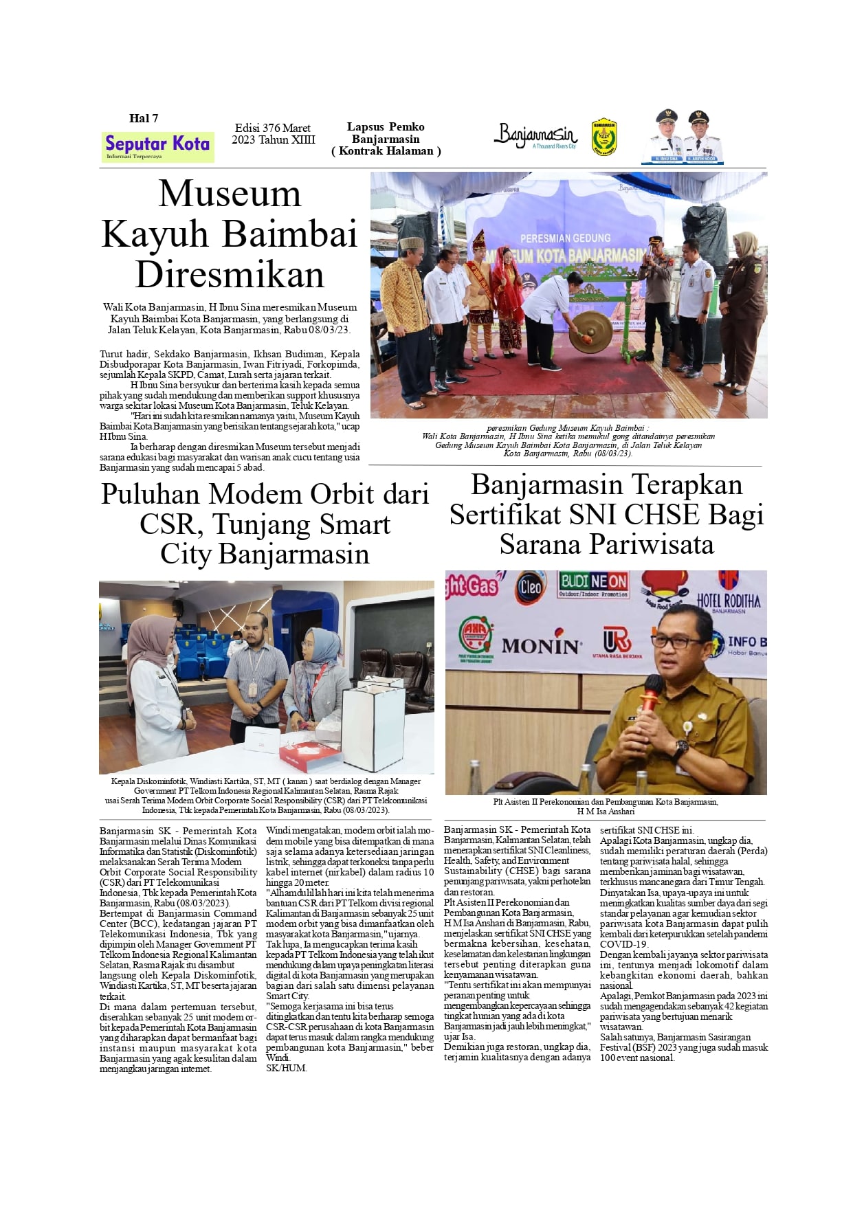 Kontrak Halaman Pemko Banjarmasin Bulan Maret ke  2 di SKM Seputar Kota edisi 374  Tahun 2023