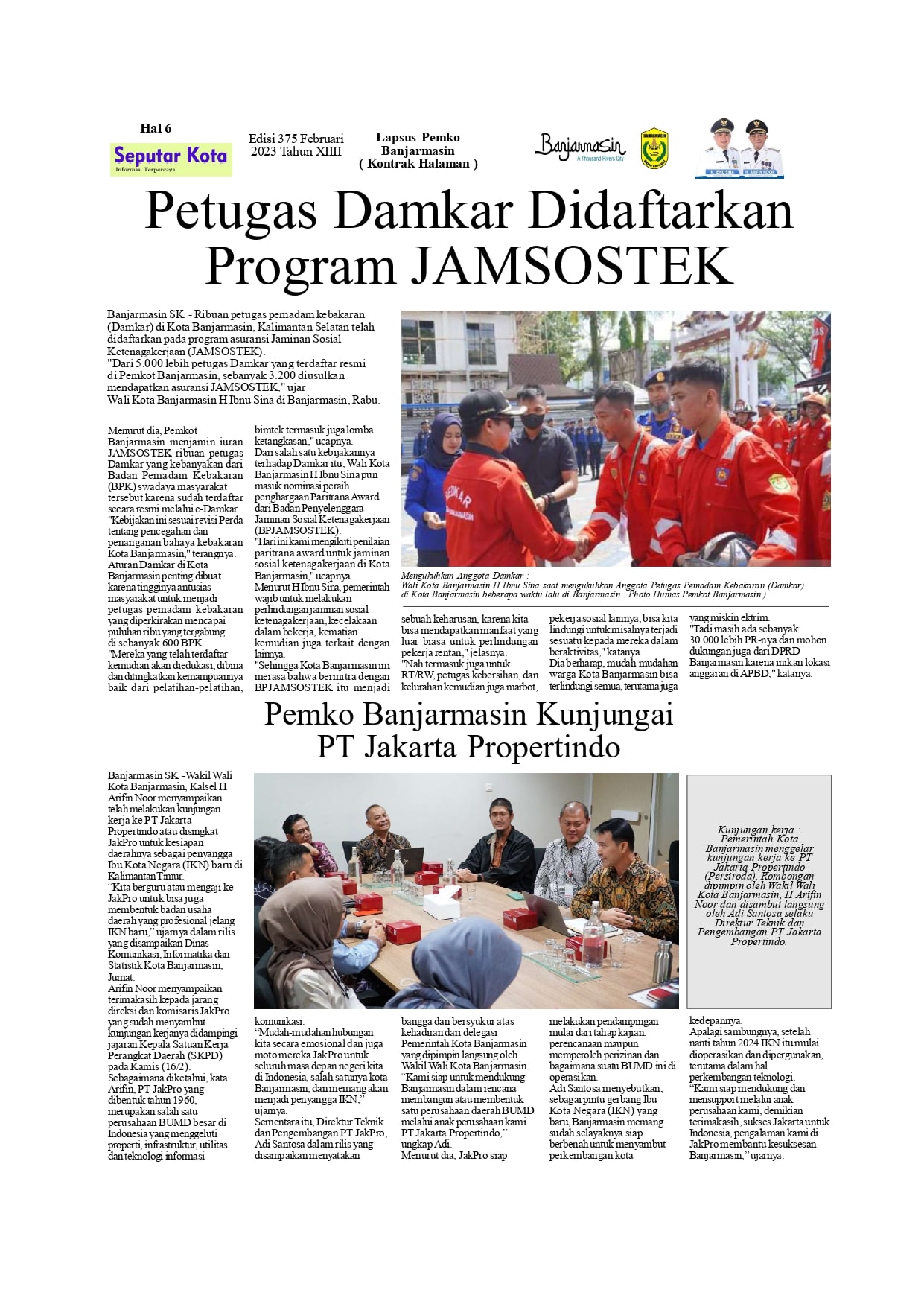 Kontrak Halaman Pemko Banjarmasin Bulan Februari ke 2 di SKM Seputar Kota edisi 375  Tahun 2023