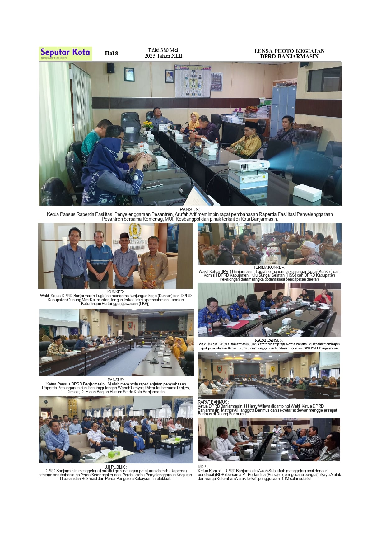 Lensa Poto Kegiatan DPRD Banjarmasin Bulan Mei 2023 di SKM.Seputar Kota