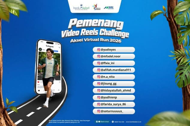 Bank Kalsel Umumkan 10 pemenang Video Reels Challenge AKSEL Virtual Run 2026: Reforestasi